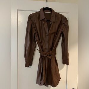 BB Dakota by Steve Madden brown pleather button down dress